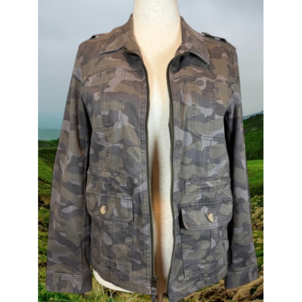 Express Camo Utility Flight Jacket Women's M Military Safari Cotton Stretch